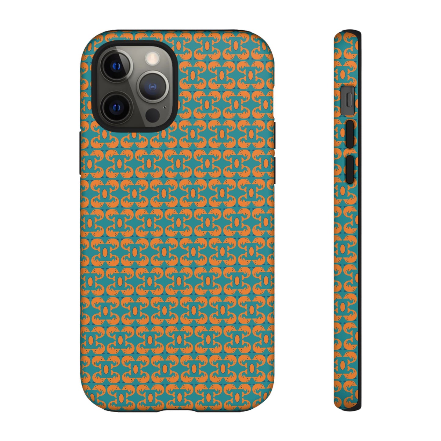 Playful dolphins - Orange - Aqua 008E97 - Tough Cases