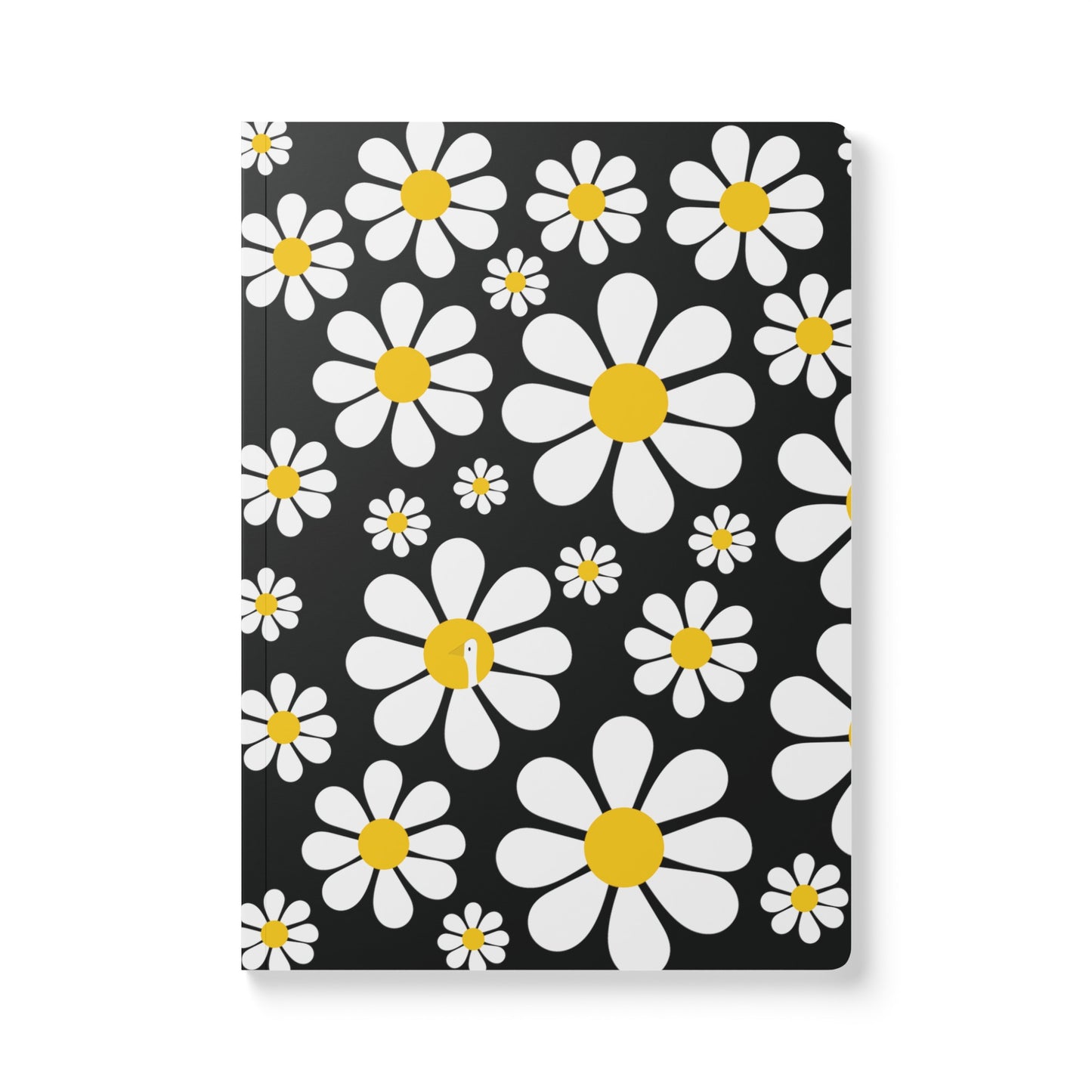 Ducks in Daisies - Black 000000 - Softcover Journal