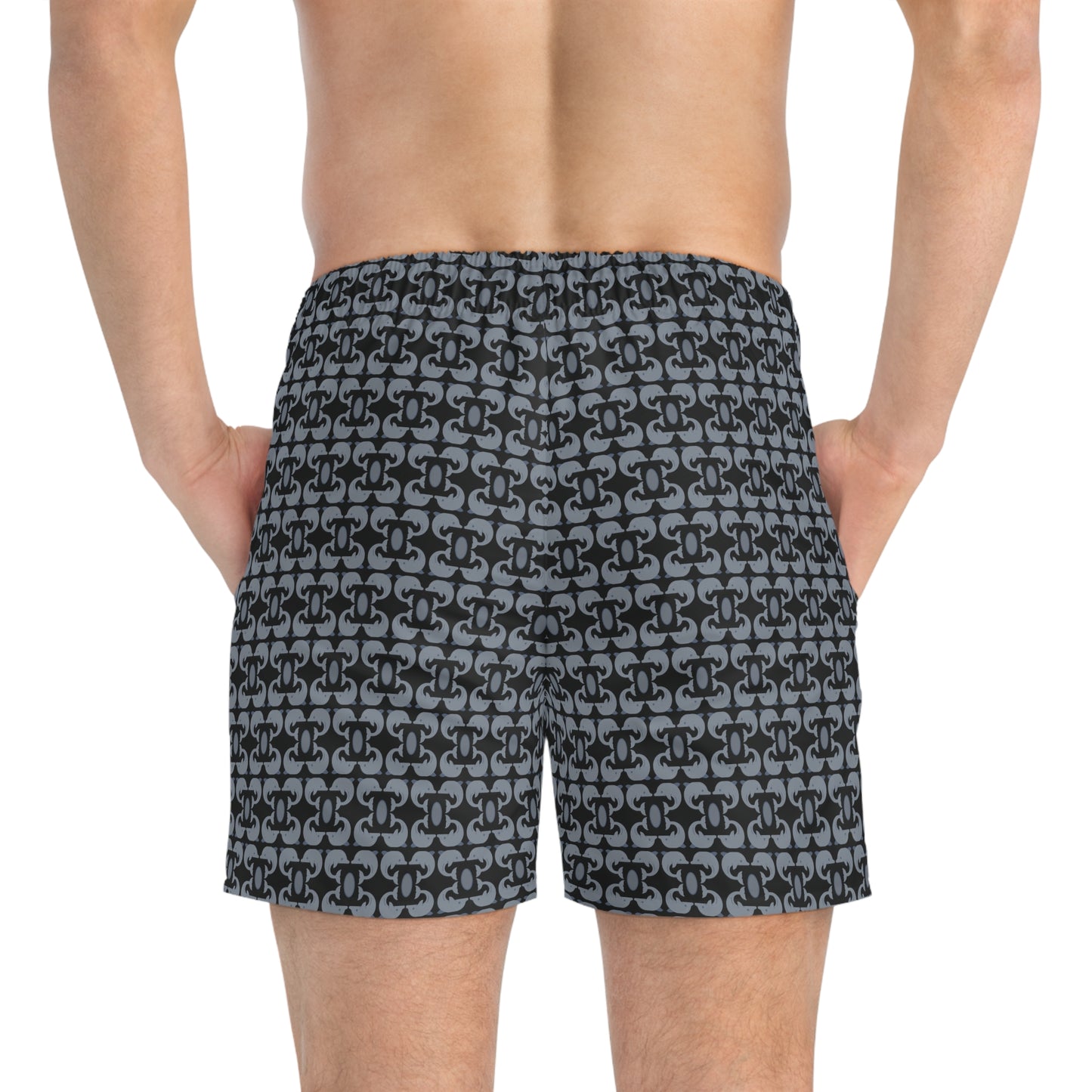 Playful Dolphins - Black 000000 - Swim Trunks