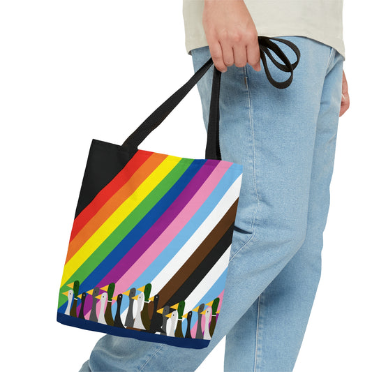 Ducks Marching - Pride Colors - Black - Tote Bag