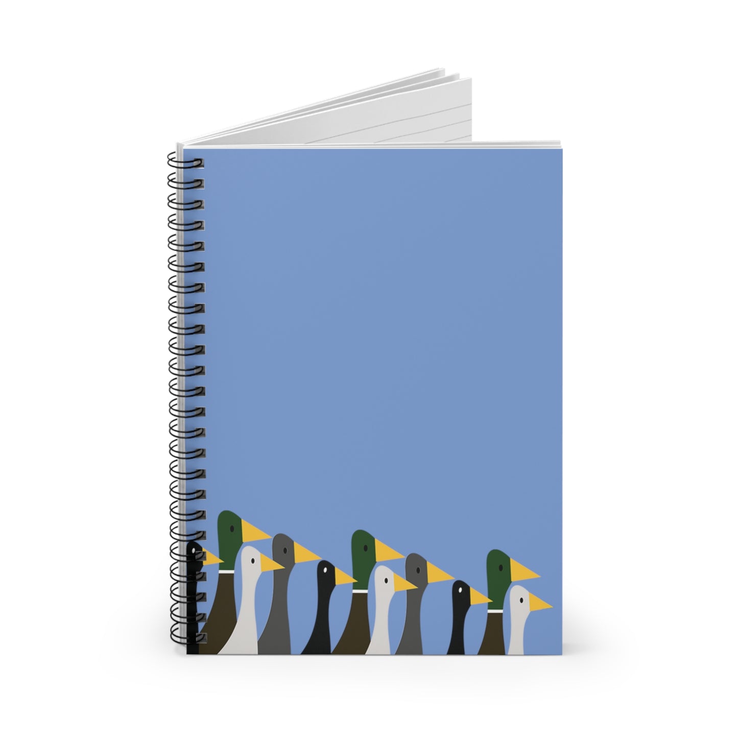 Marching Ducks - Fennel Flower 74a6ff - Spiral Notebook - Ruled Line