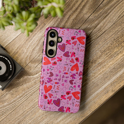 Heart Doodles - Fuschia Pink ff8eff - Tough Cases