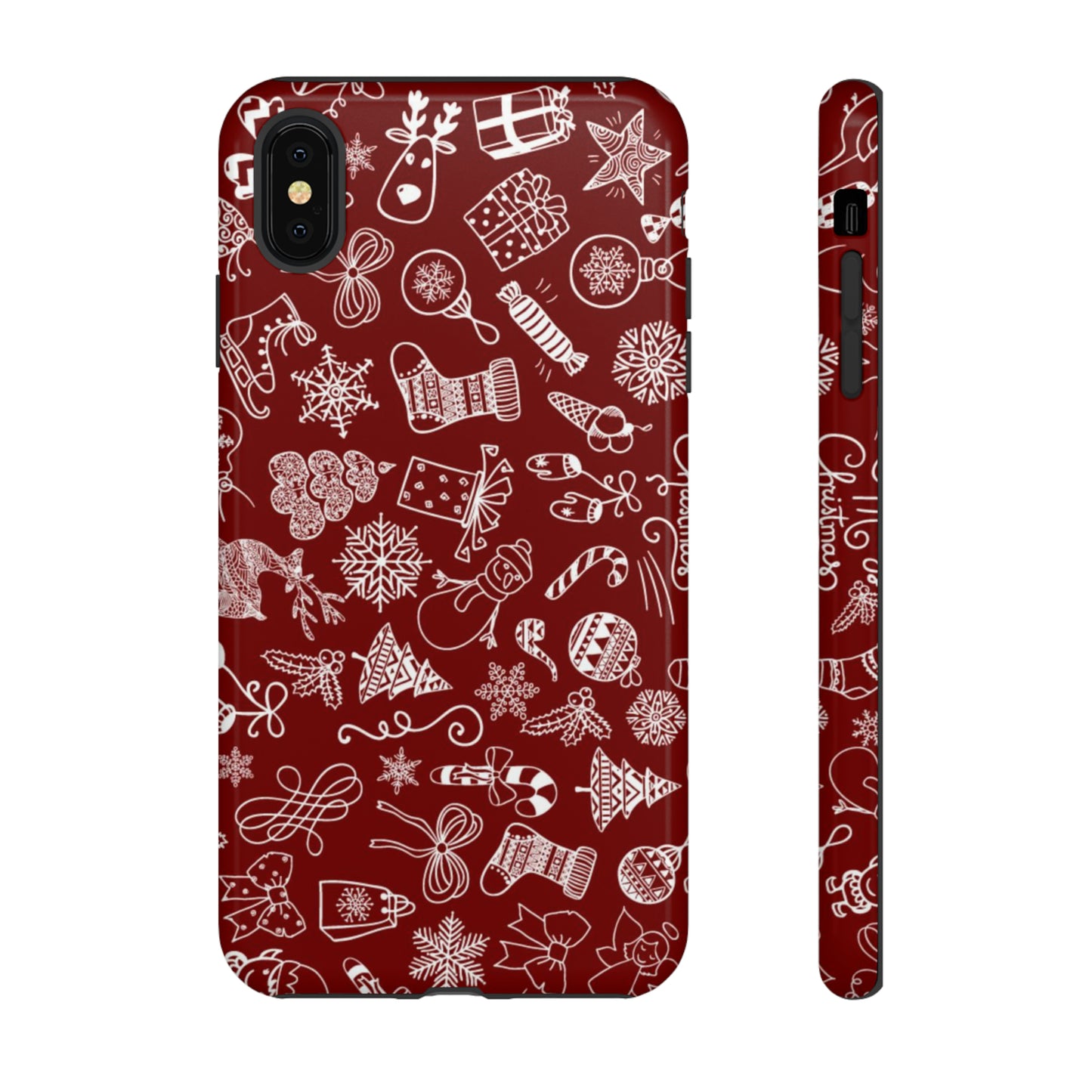 Christmas doodles on red - Tough Cases