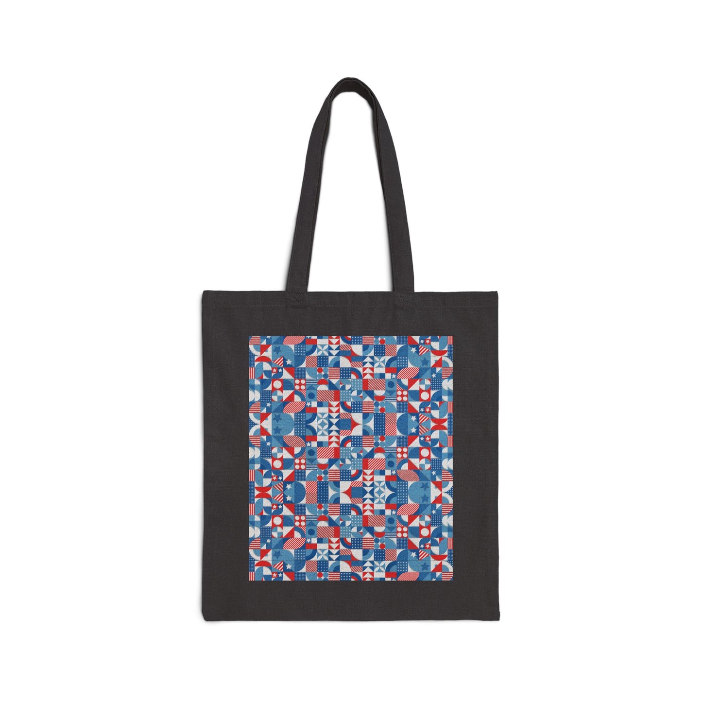 Red White and Blue Bold Pattern - Oil Paint Texture - Cotton Canvas Tote Bag