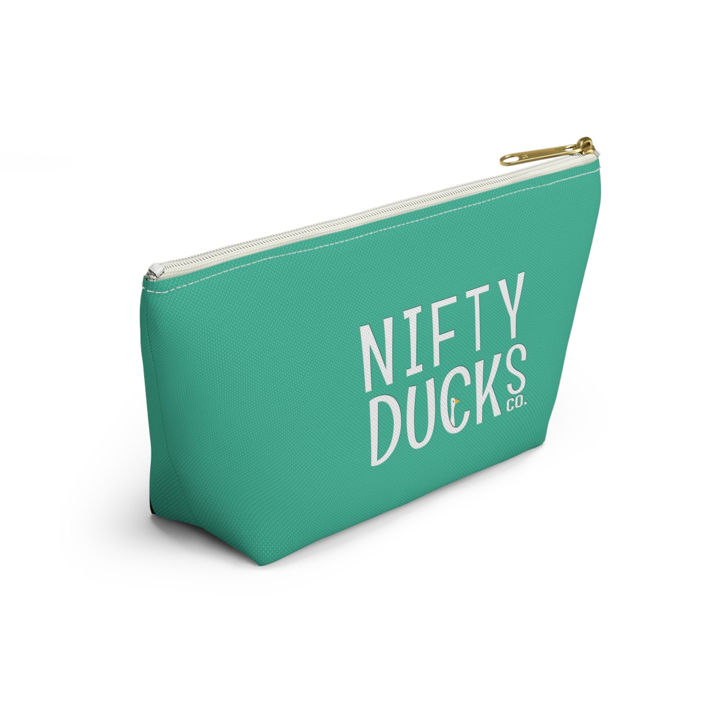 Nifty Ducks Co. Logo2 - ducks - Turquoise 12d3ad - Accessory Pouch w T-bottom