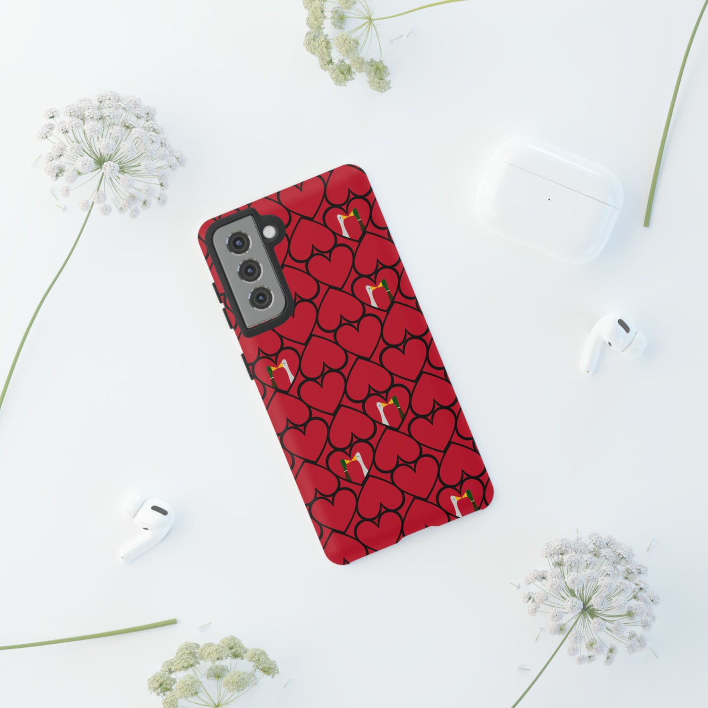 Ducks in hearts - Fire Engine Red c8092e - Tough Cases