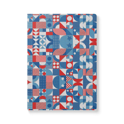 Red White and Blue Bold Pattern - Oil Paint Texture - Softcover Journal