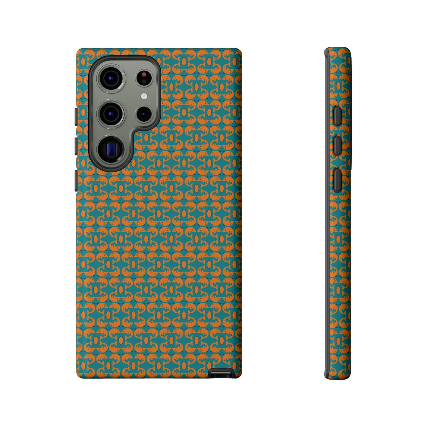 Playful dolphins - Orange - Aqua 008E97 - Tough Cases