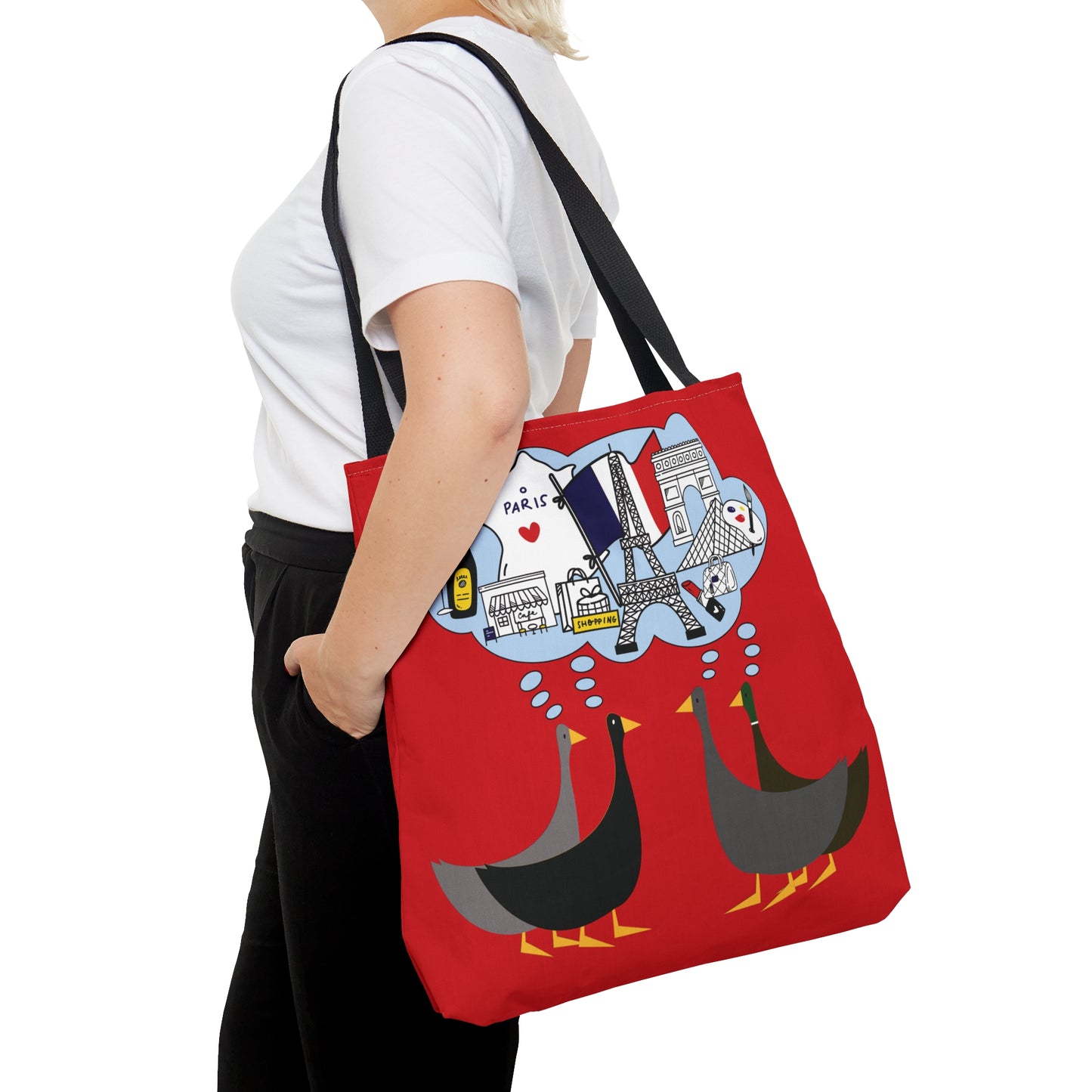 Ducks dreaming of Paris - Scarlet de0000 - Tote Bag