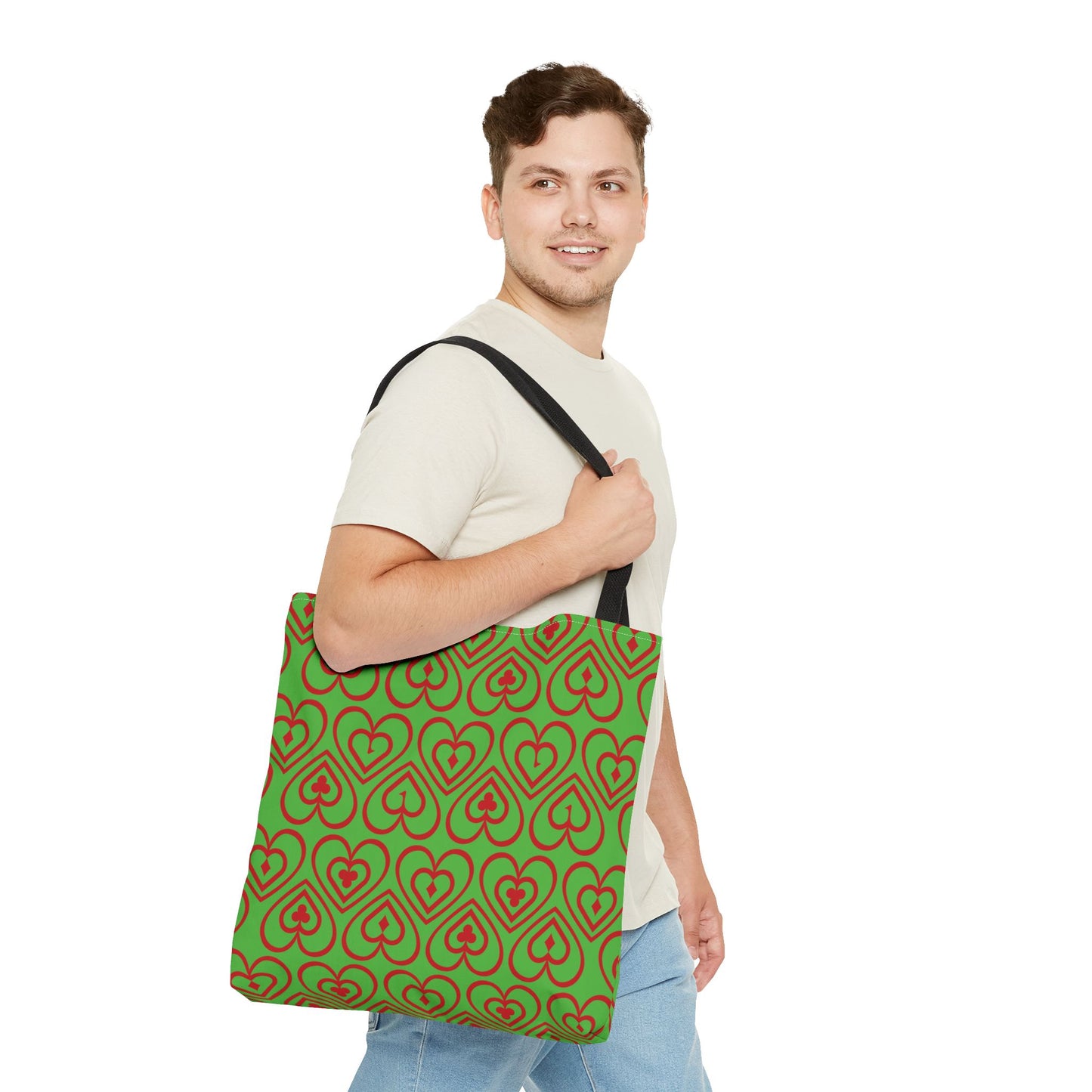 Ducks in the Deck - Red - Bright Apple Green 56BD00 - Tote Bag