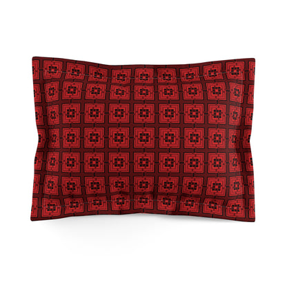 Intersecting Squares - Red - Black - Microfiber Pillow Sham