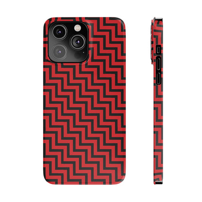 Zigs and Zags - Black - Scarlet - Slim Phone Cases