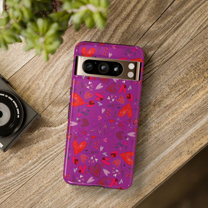 Heart Doodles - Deep Magenta B805AE - Tough Cases