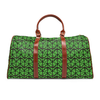 Anchors Away - Black Gray - Bright Apple Green 56BD00 - Waterproof Travel Bag