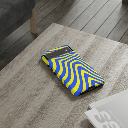 Retro wavy - yellow and blue - Tough Cases