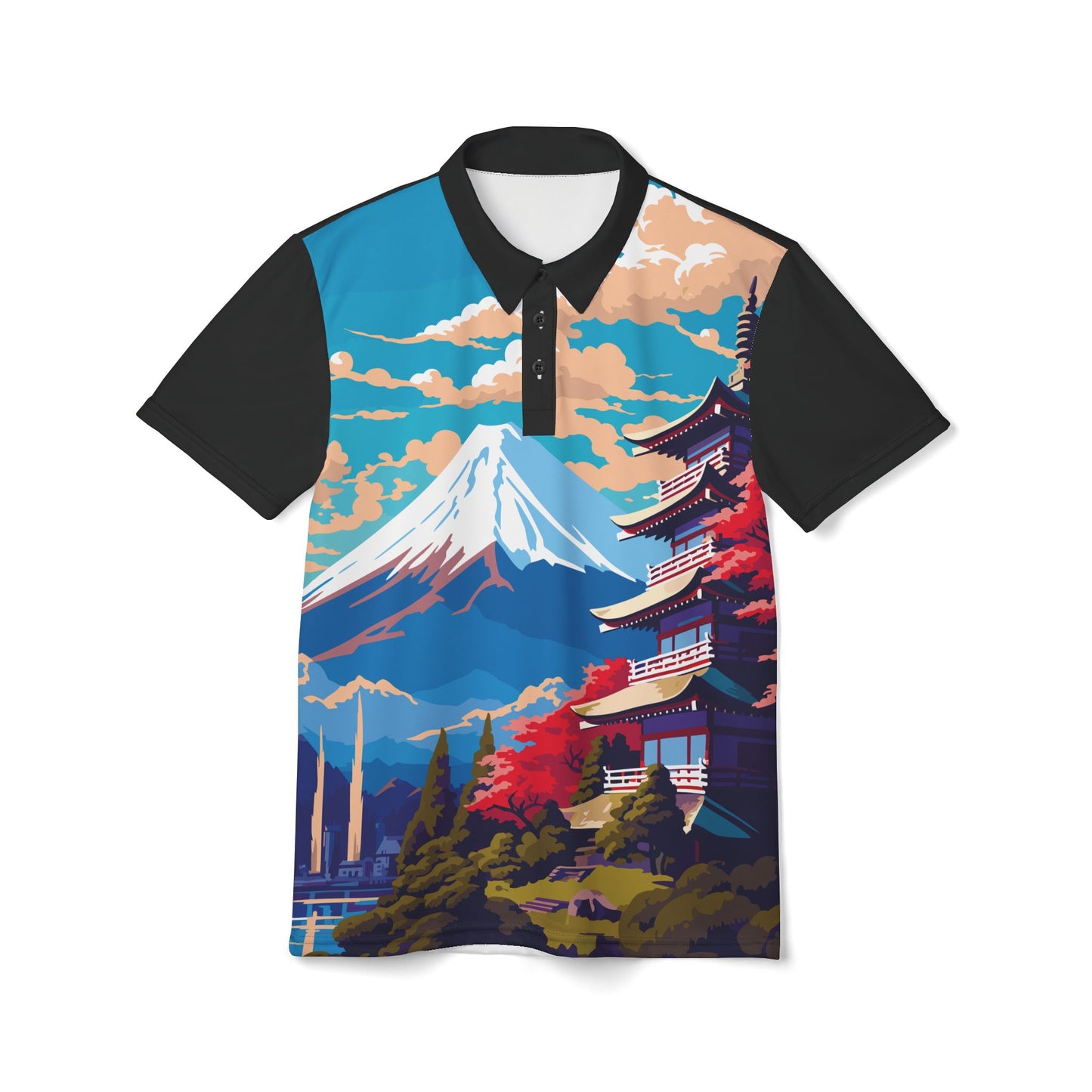 Mount Fuji - Black - Unisex Polo Shirt