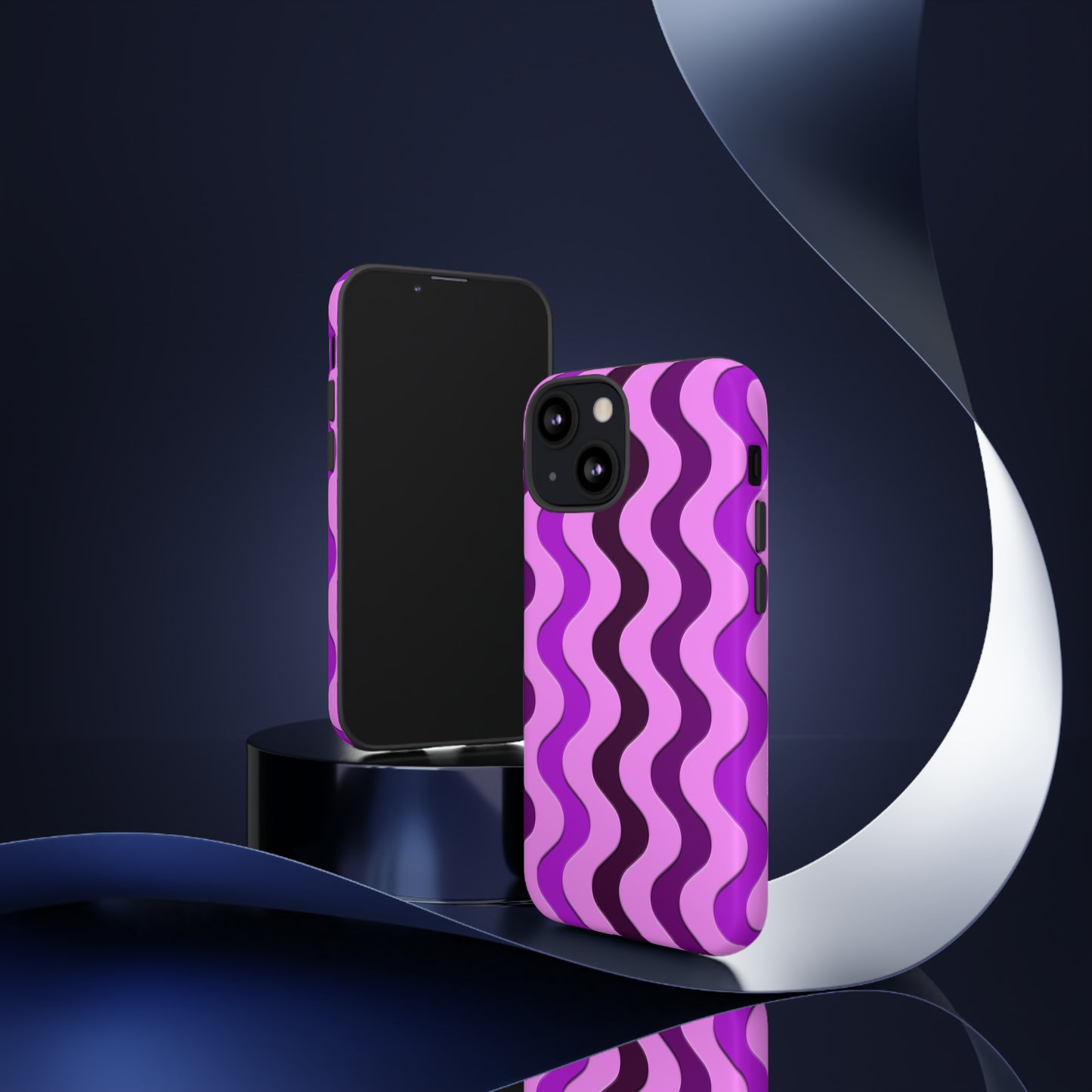 Vertical retro wavy purple and pink - Tough Cases