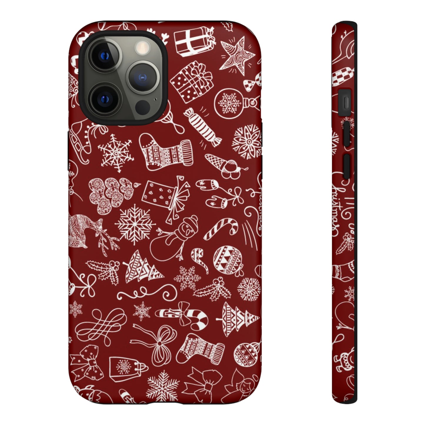 Christmas doodles on red - Tough Cases