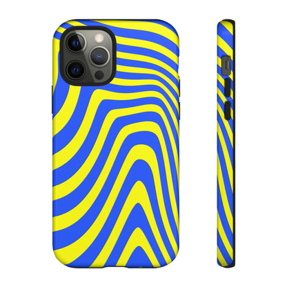 Retro wavy - yellow and blue - Tough Cases