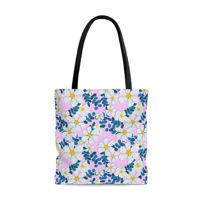 White Flowers on Pink - Tote Bag