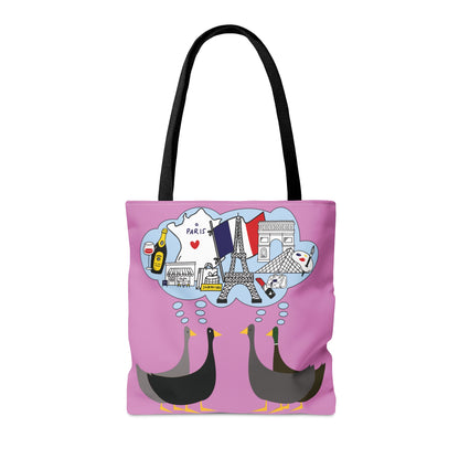 Ducks dreaming of Paris - Fuschia Pink ff8eff - Tote Bag