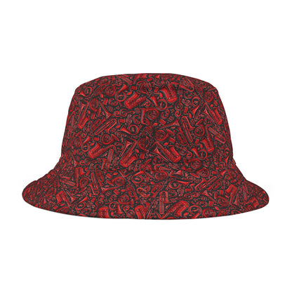 Band Camp - Red - Black 000000 - Bucket Hat (AOP)