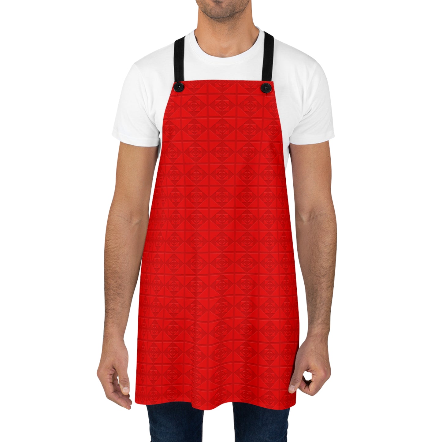 Embossed Geometric Pattern - Red - Apron