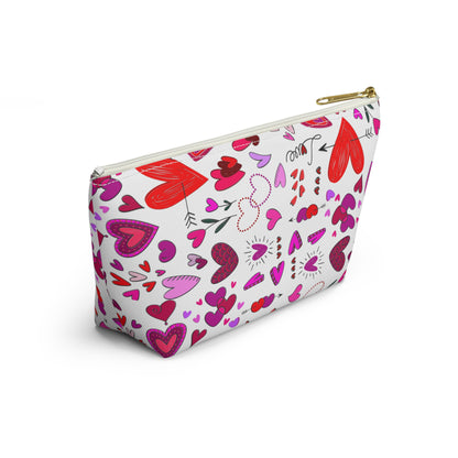 Heart Doodles - White ffffff - Accessory Pouch w T-bottom