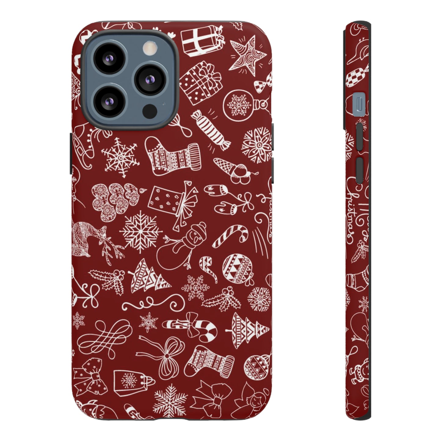 Christmas doodles on red - Tough Cases