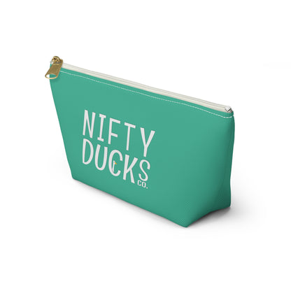 Ducks delivering some love - Logo - Turquoise 12d3ad - Accessory Pouch w T-bottom