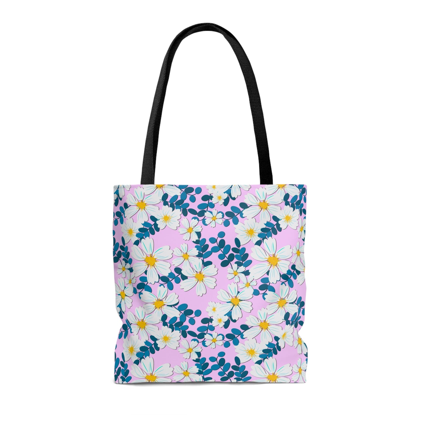 White Flowers on Pink - Tote Bag