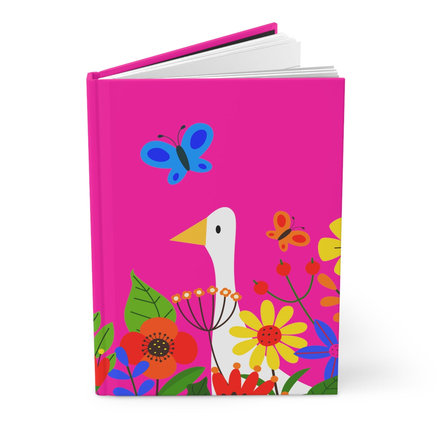 Bright Summer flowers - Mean Girls Lipstick ff00a8 - Hardcover Journal Matte