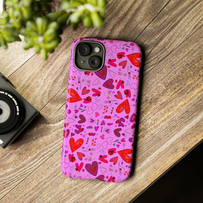 Heart Doodles - Fuschia Pink ff8eff - Tough Cases