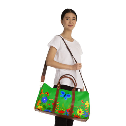 Bright Summer flowers - Lime Green 21C12E - Waterproof Travel Bag