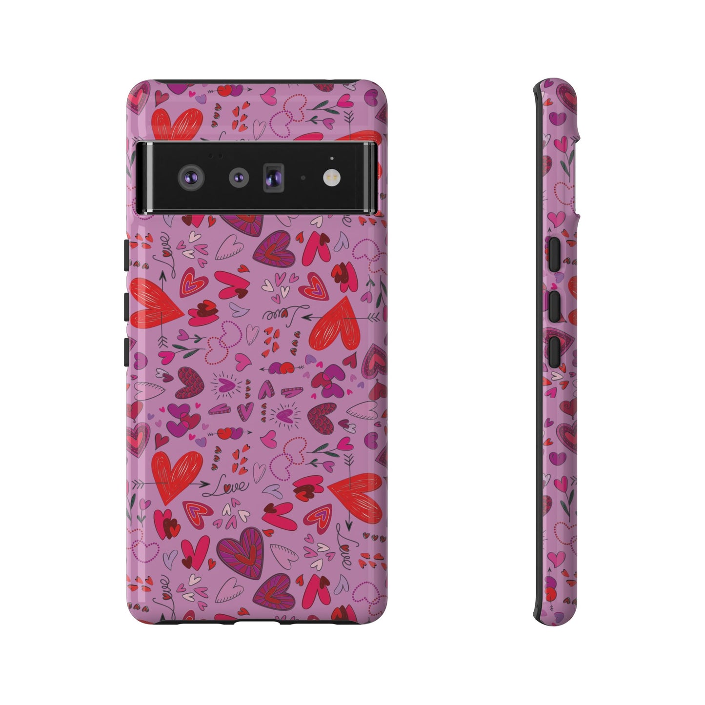 Heart Doodles - Fuschia Pink ff8eff - Tough Cases