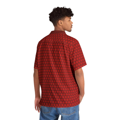 Red V Star Pattern - Red collar - Men's Hawaiian Shirt