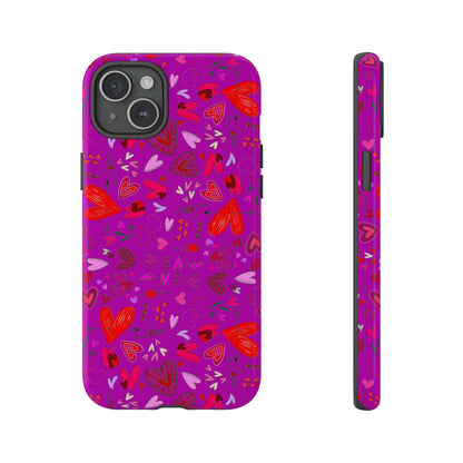 Heart Doodles - Deep Magenta B805AE - Tough Cases