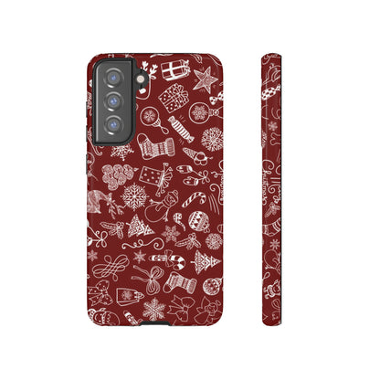 Christmas doodles on red - Tough Cases