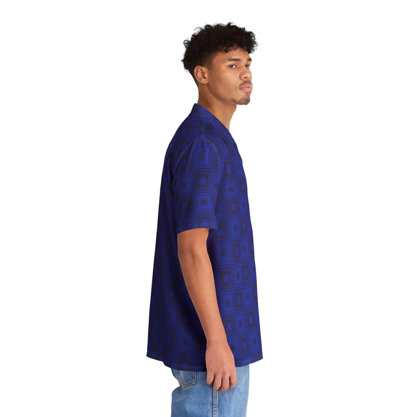Blue Squares - Men's Hawaiian Shirt