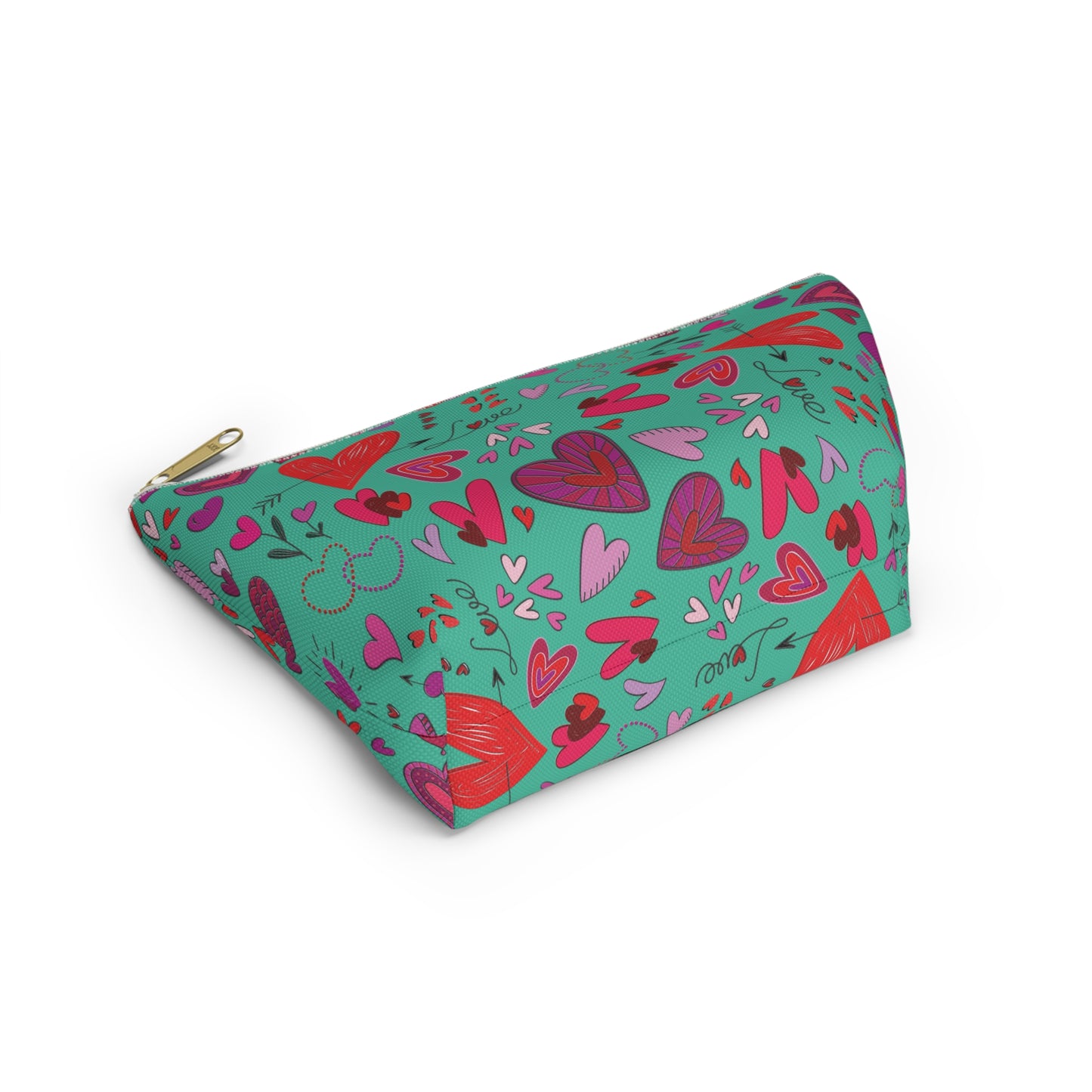 Heart doodles - Turquoise 12d3ad - Accessory Pouch w T-bottom