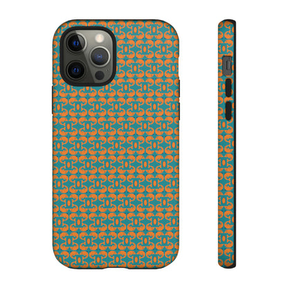 Playful dolphins - Orange - Aqua 008E97 - Tough Cases