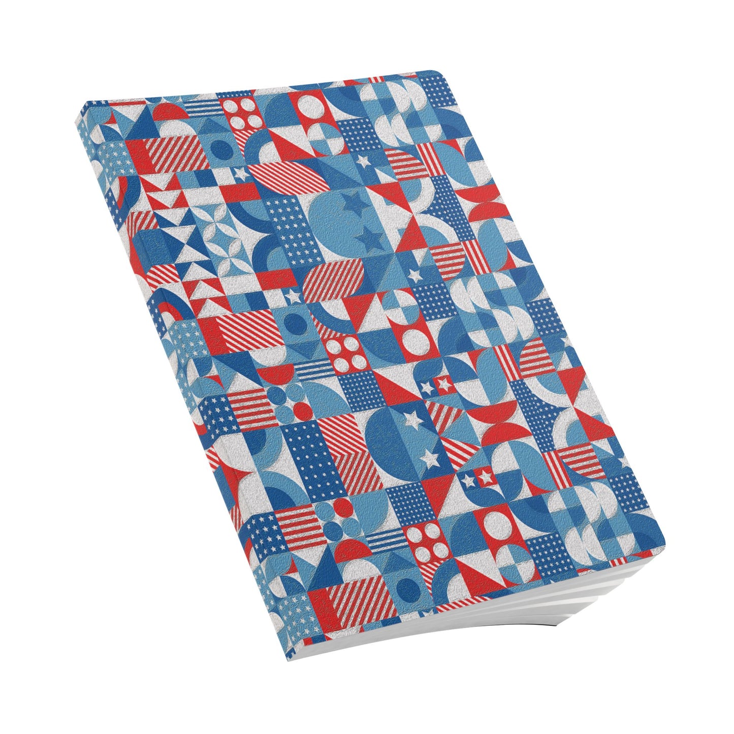 Red White and Blue Bold Pattern - Oil Paint Texture - Softcover Journal