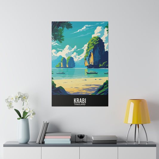 Krabi - Thailand - Black 000000 - Matte Canvas, Stretched, 0.75"