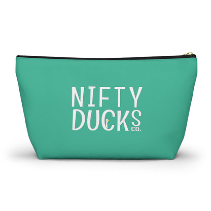 Nifty Ducks Co. Logo2 - Turquoise 12d3ad - Accessory Pouch w T-bottom