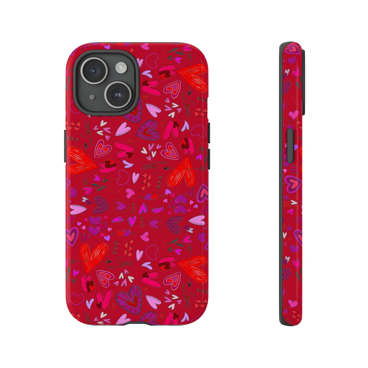 Heart Doodles - Fire Engine Red c8092e - Tough Cases