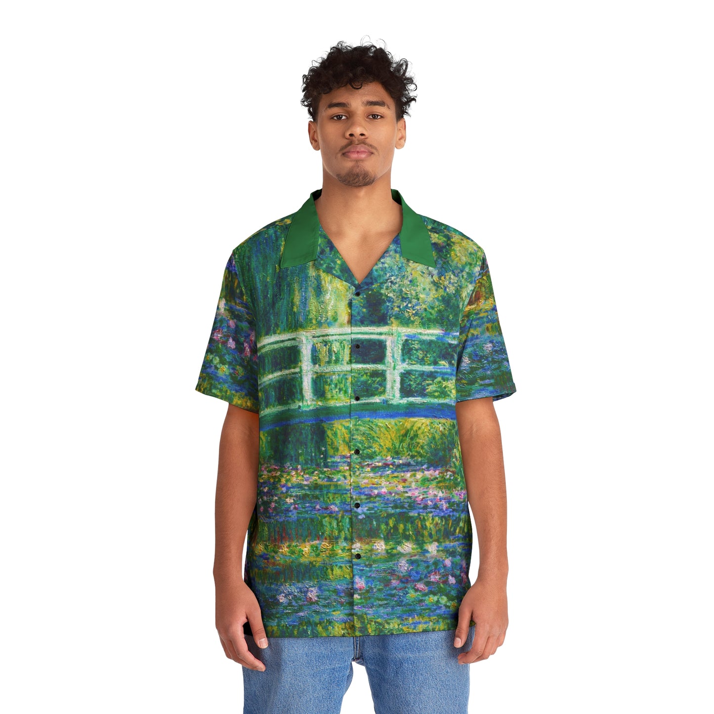 Water lilies and Japanese bridge - Claude Monet - 1899 - Men's Hawaiian Shirt