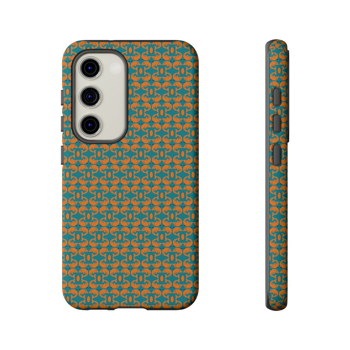 Playful dolphins - Orange - Aqua 008E97 - Tough Cases