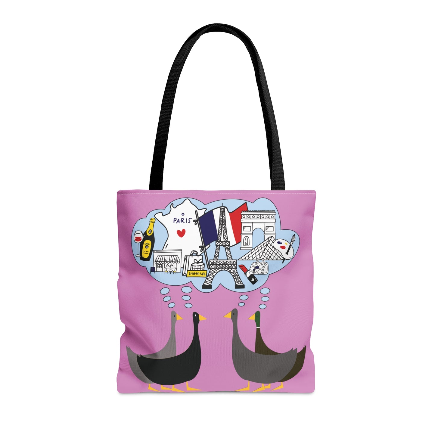 Ducks dreaming of Paris - Fuschia Pink ff8eff - Tote Bag
