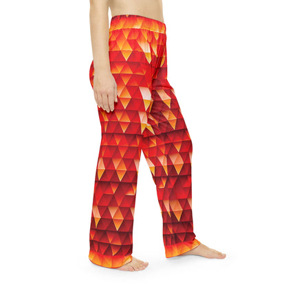 Geometric Flame - Red Triangles - Women's Pajama Pants