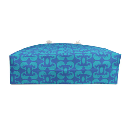 Playful Dolphins - Maximum Blue Green 33cccc - Azure 0080FF - Weekender Bag